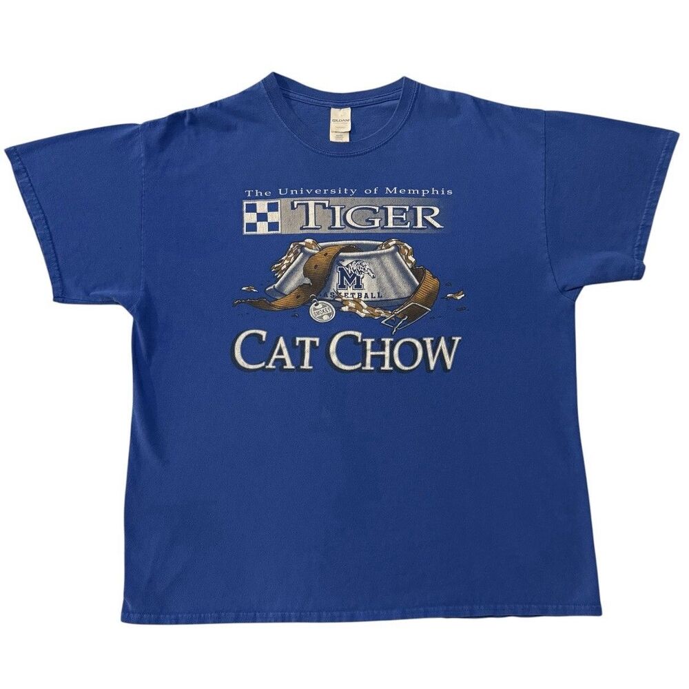 Vintage University of Memphis Tigers Cat Chow Smokey Rivalry Graphic T‑Shirt XL